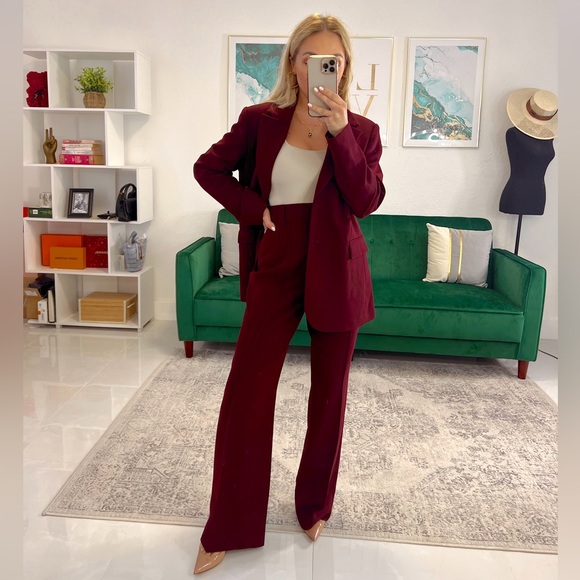 Zara Burgundy Pant Suit (Blazer & Pants) - Picture 5 of 6